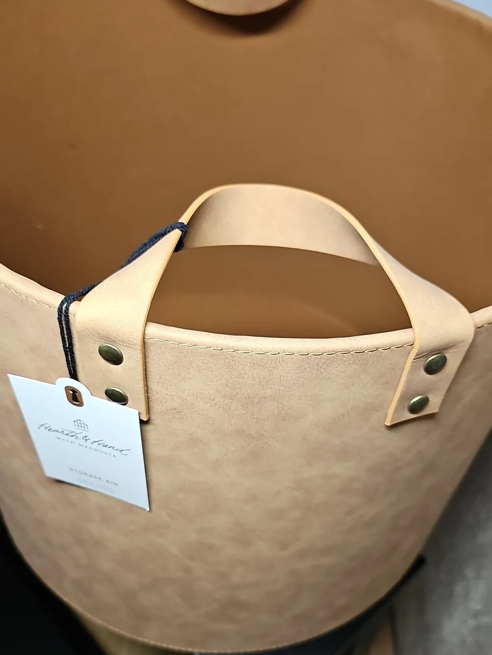 Hearth & Hand Large Faux Leather Storage Bin with Handles